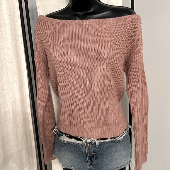 Missguided pink off shoulder chunky knit long sleeve sweater top S - Picture 15 of 15